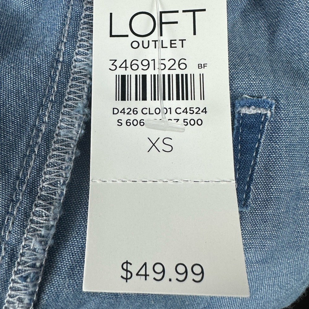 LOFT Medium Blue Denim Tie-Waist Shorts - Picture 5 of 6
